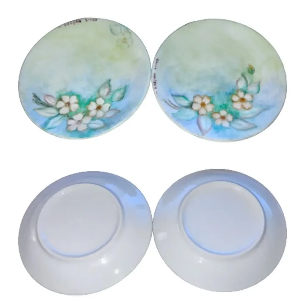 Hand Painted Porcelain Decor Set Signed C.B. Nelson 13 Pc Floral Vintage